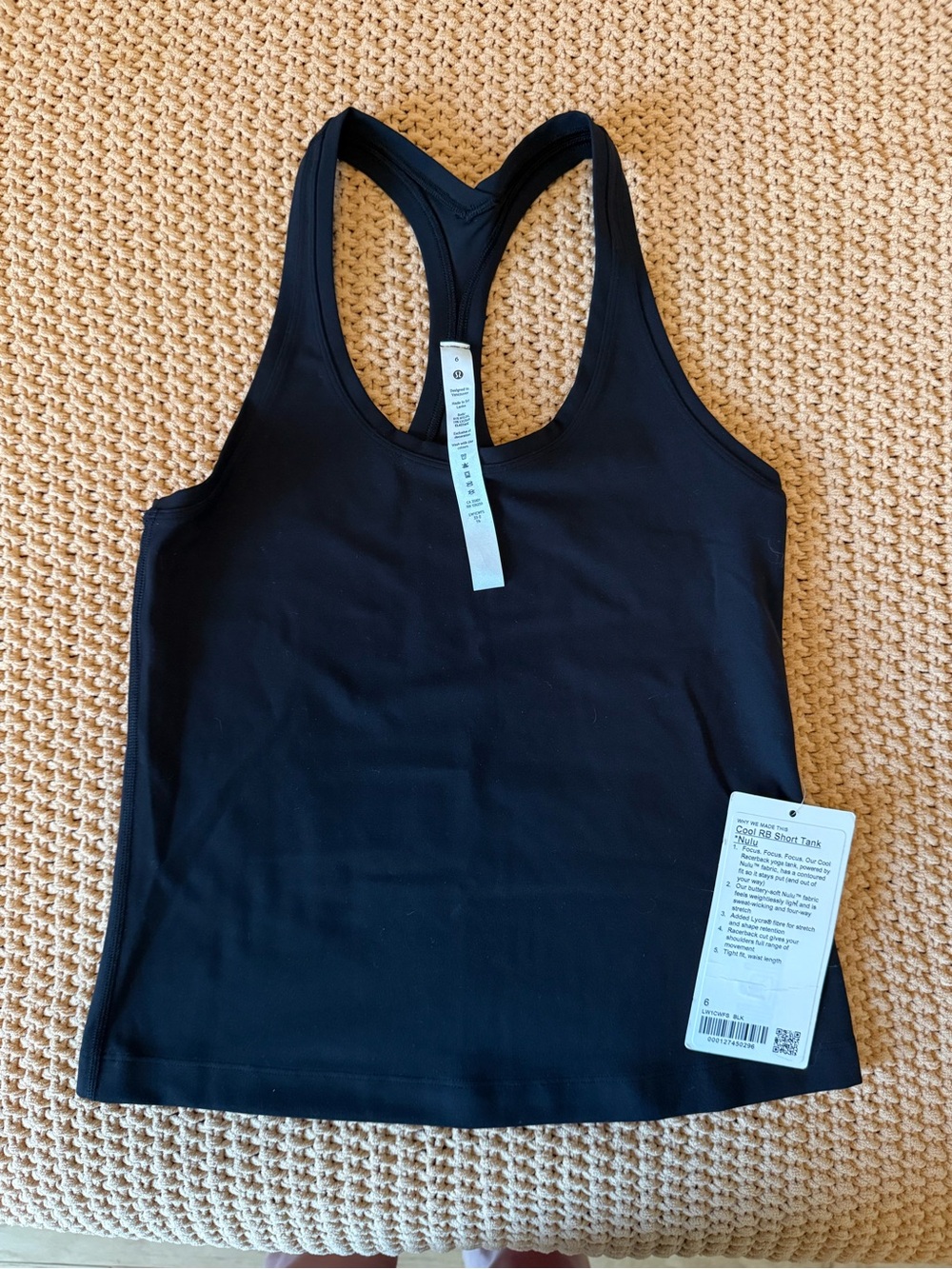 Lululemon Cool Racerback Short Tank *Nulu Black Size 6 NEW